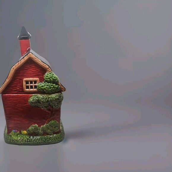 Sakura China Kimble Ceramic Red Barn Schoolhouse Cookie Jar Hand-Painted! - Picture 3 of 8